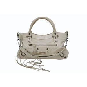 BALENCIAGA The First Shoulder Bag White Leather Handbag